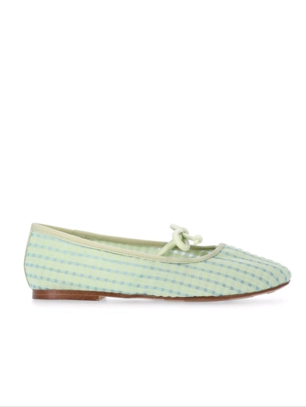 Kids Green Gingham Ballet Flat with Bow